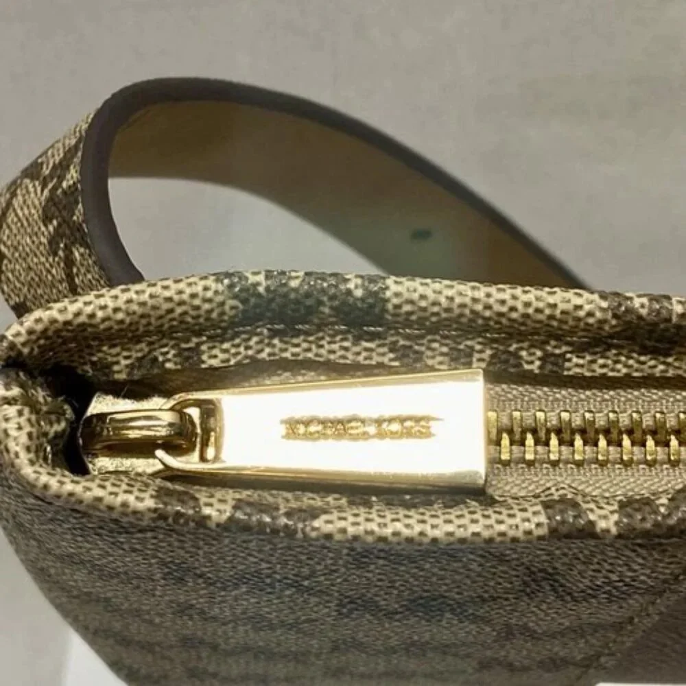Michael Kors Belt Bag Fanny Pack Signature MK Brown Tan Crossbody Purse L/XL EUC